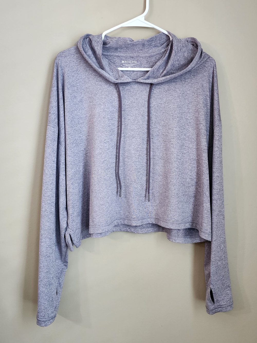 Athleta Lavender Gray Lightweight Cropped Workout Hoodie Women Size M